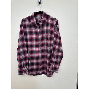 Nordstrom Mens red Flannel Medium Traditional fit button up collared plaid